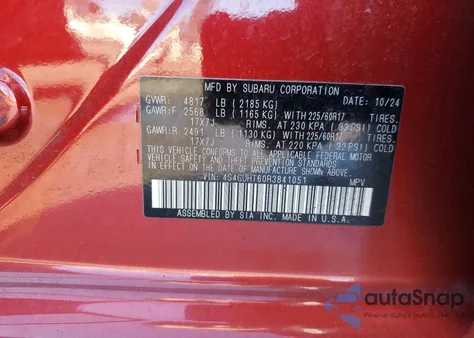 2024 Subaru Crosstrek Wilderness from USA, damaged, VIN 4S4GUHT60R3841051